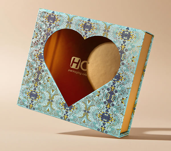 Folding Gift Box With Heart Window For Cosmetics