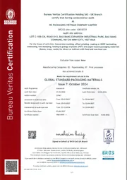 BRCGS Packaging Materials certificate evidence
