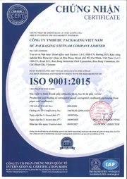ISO 9001 certificate evidence