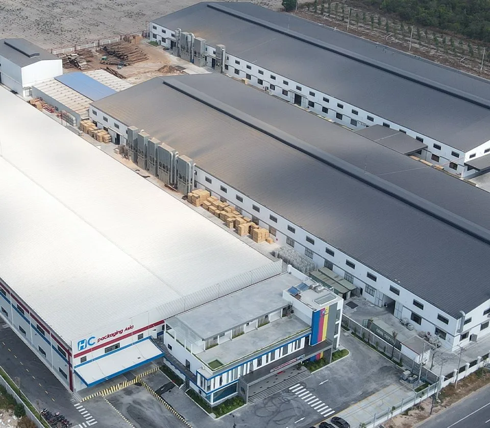 Aerial view of the Vietnam Core Factory buildings and loading area