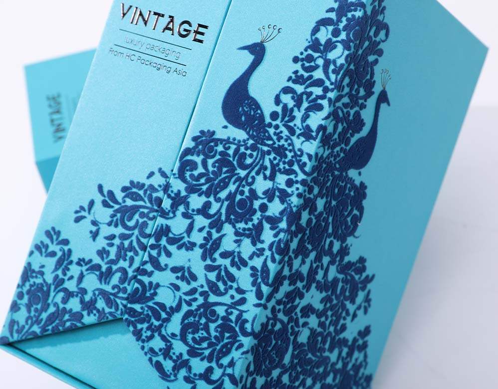 Close view of the blue decorative pattern