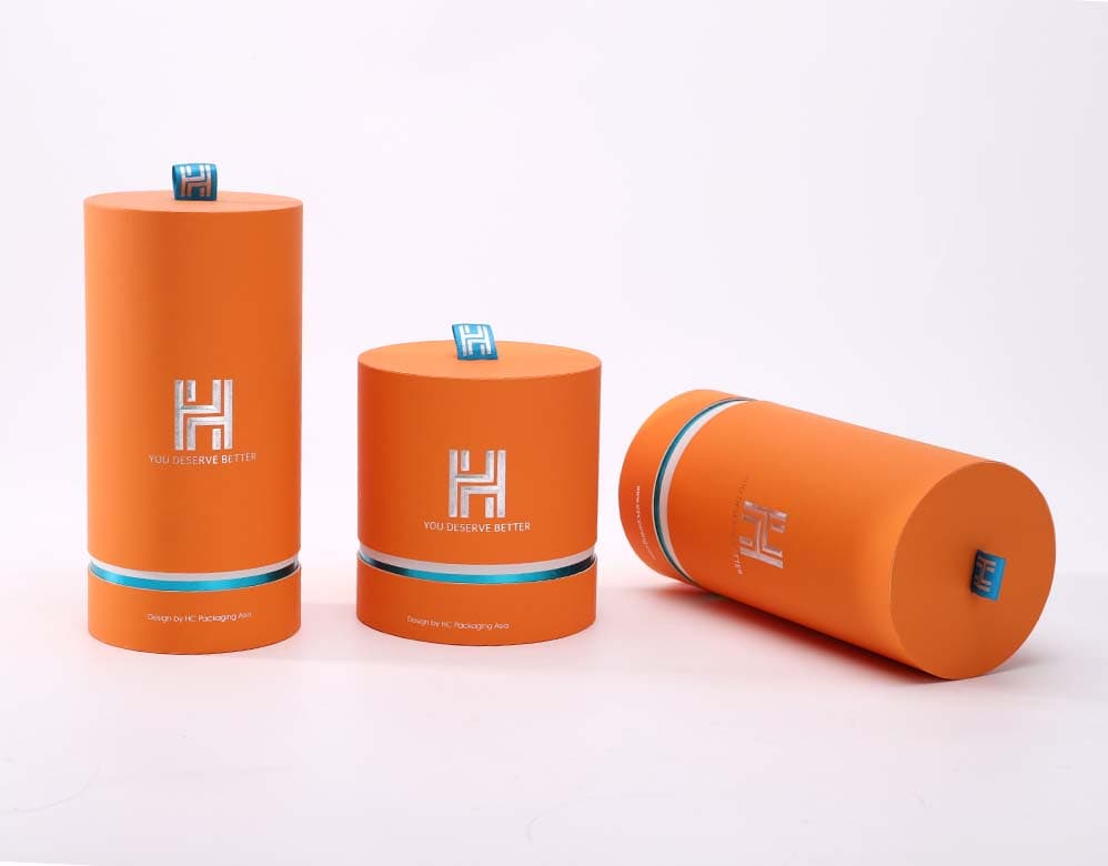 Tube paper box with deep embossing