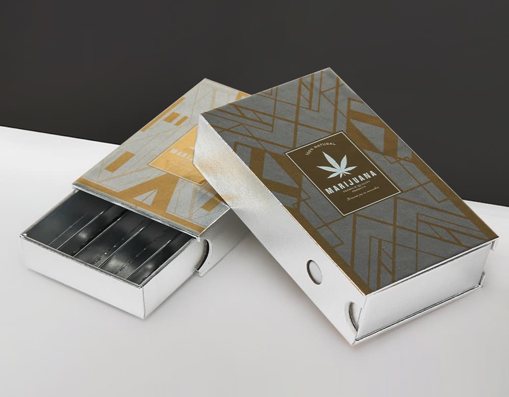 Child Safe Cannabis Packaging – Metallic Silver Paper