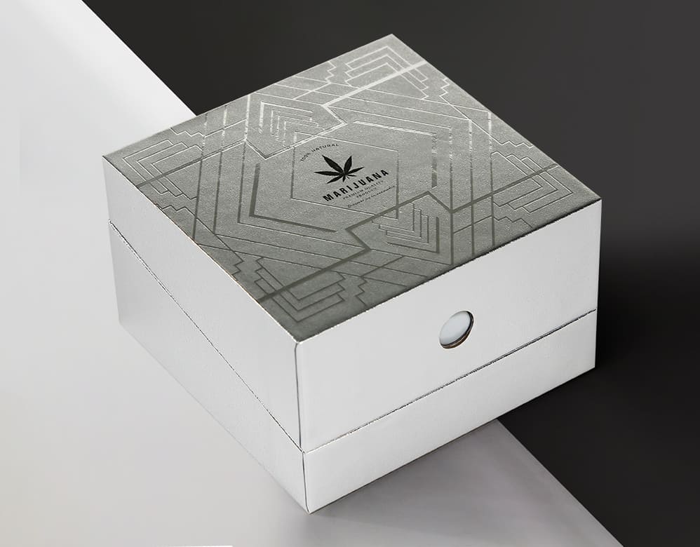 Child Safe Cannabis Packaging – Metallic Silver Paper