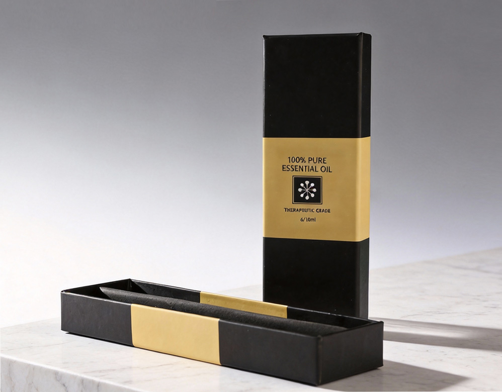 6-Bottle Essential Oil Gift Box with Lift-Off Lid | Custom Rigid Box with Paper Divider