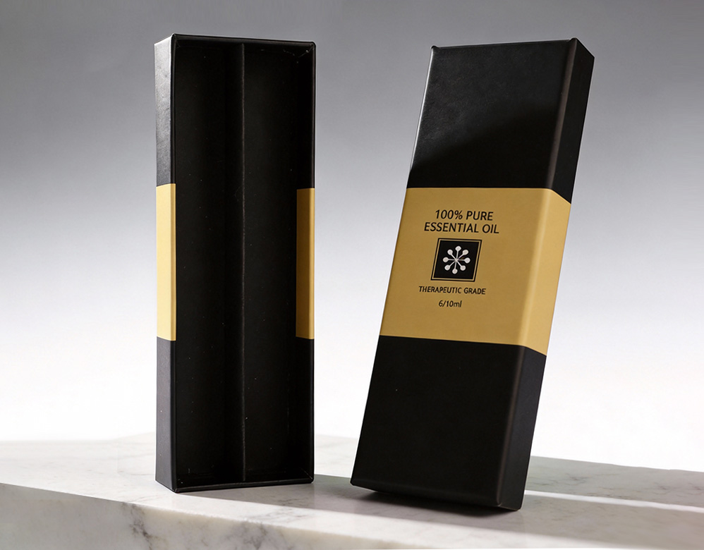 6-Bottle Essential Oil Gift Box with Lift-Off Lid | Custom Rigid Box with Paper Divider