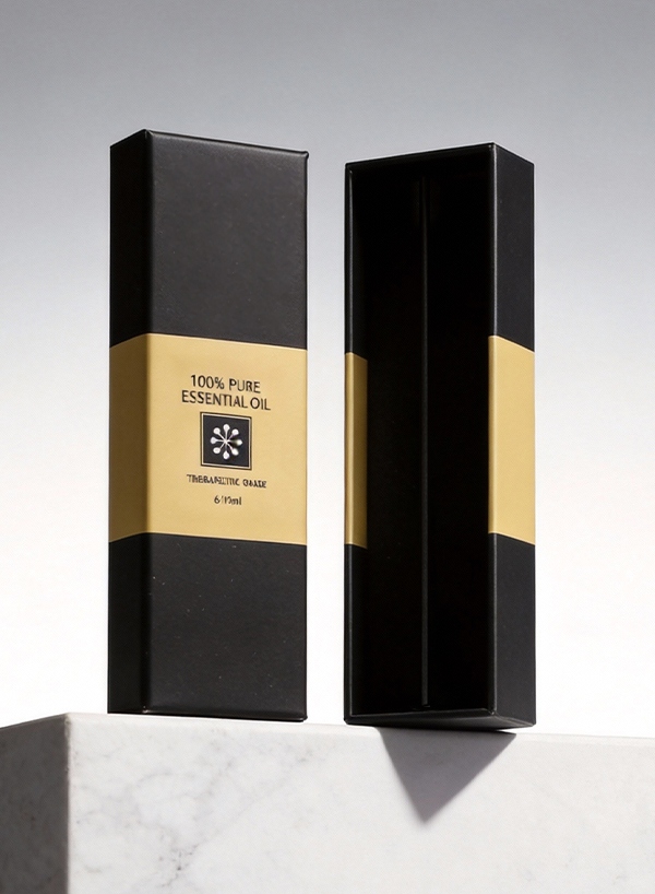 6-Bottle Essential Oil Gift Box with Lift-Off Lid | Custom Rigid Box with Paper Divider