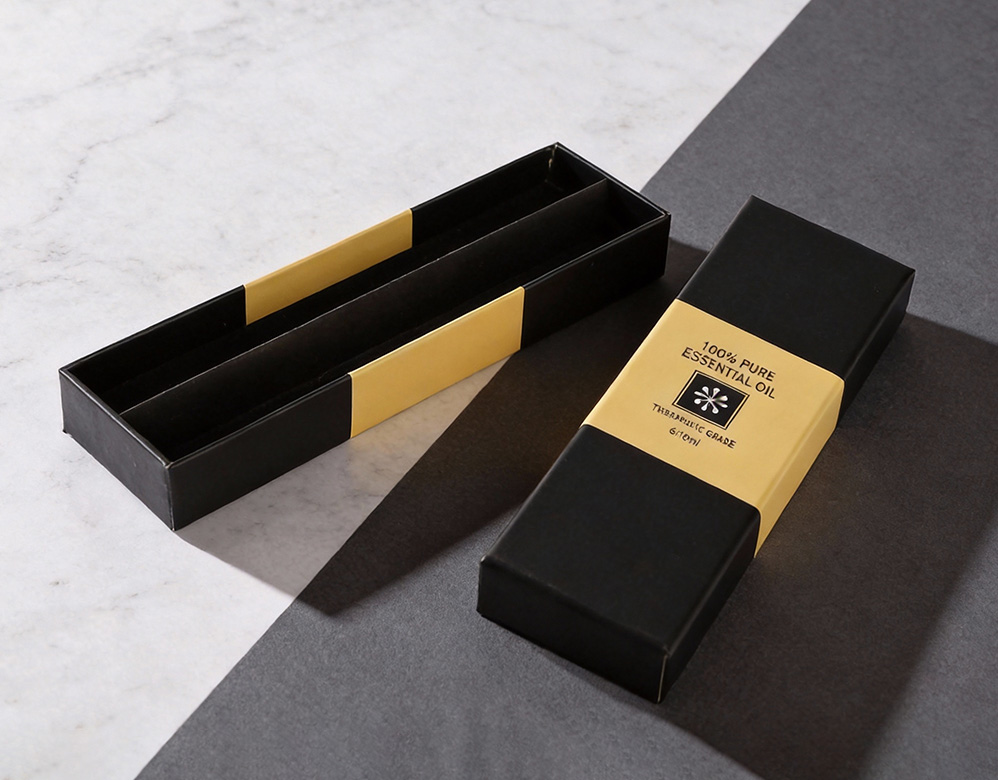 6-Bottle Essential Oil Gift Box with Lift-Off Lid | Custom Rigid Box with Paper Divider