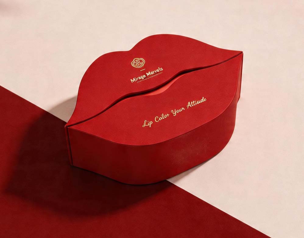 Custom Wavy Lip Gloss Packaging Box FSC Paper & Gold Foil Vietnam-Made