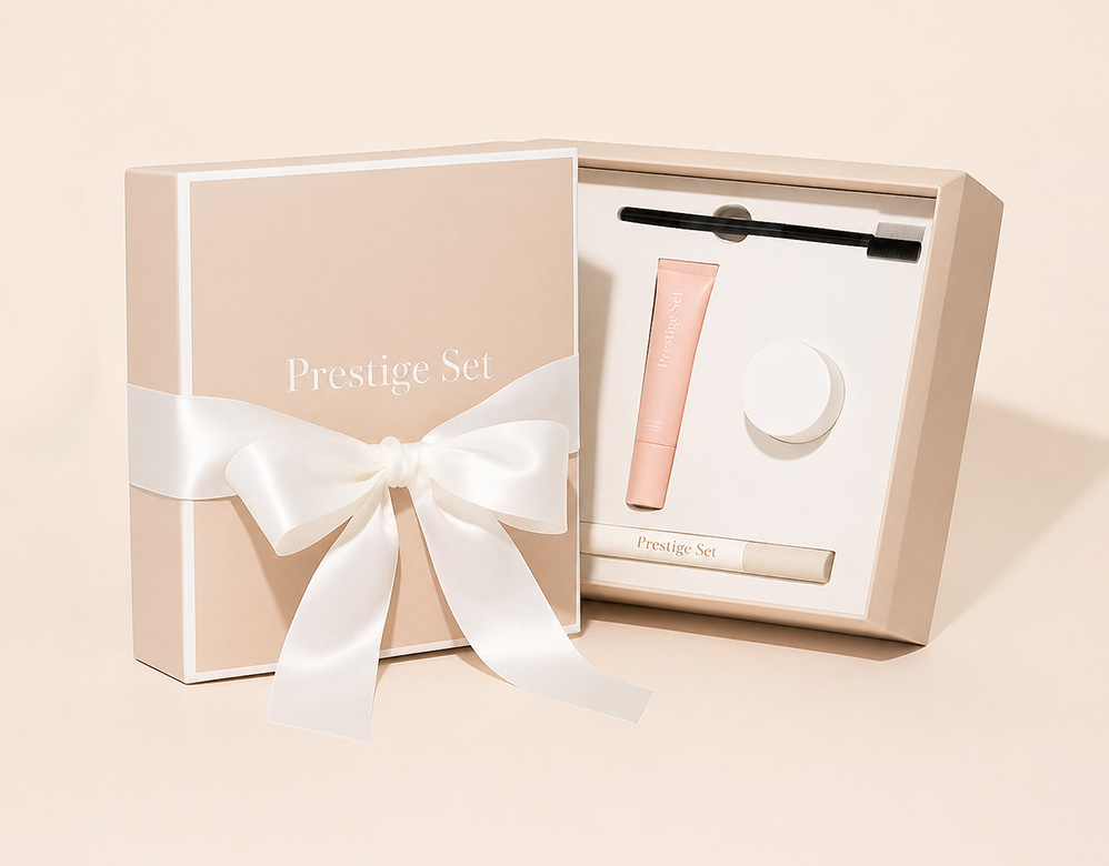 Luxury Skincare Rigid Gift Box with Silk Ribbon Closure