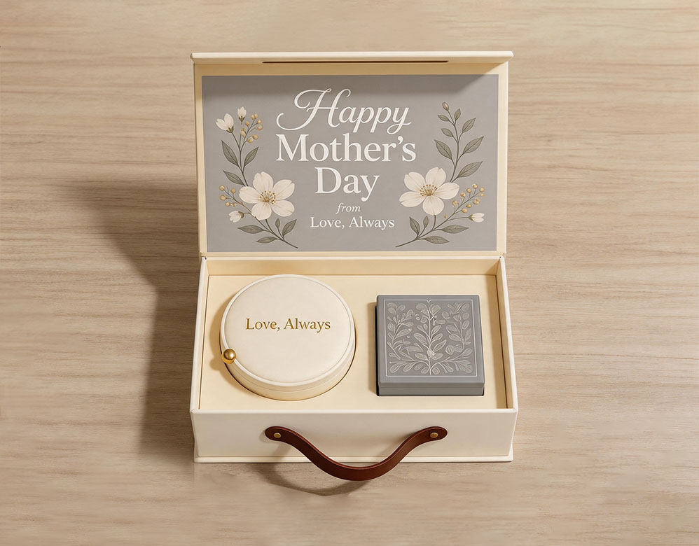 Custom Luxury Drawer Rigid Box with Silver Foil Floral Patterns for Skincare Packaging