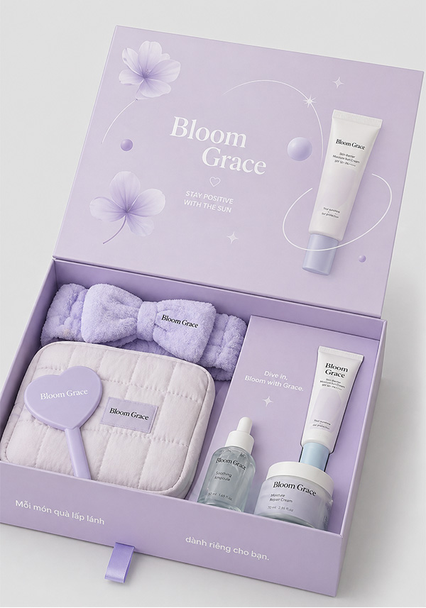Custom Luxury Drawer Rigid Box with Silver Foil Floral Patterns for Skincare Packaging