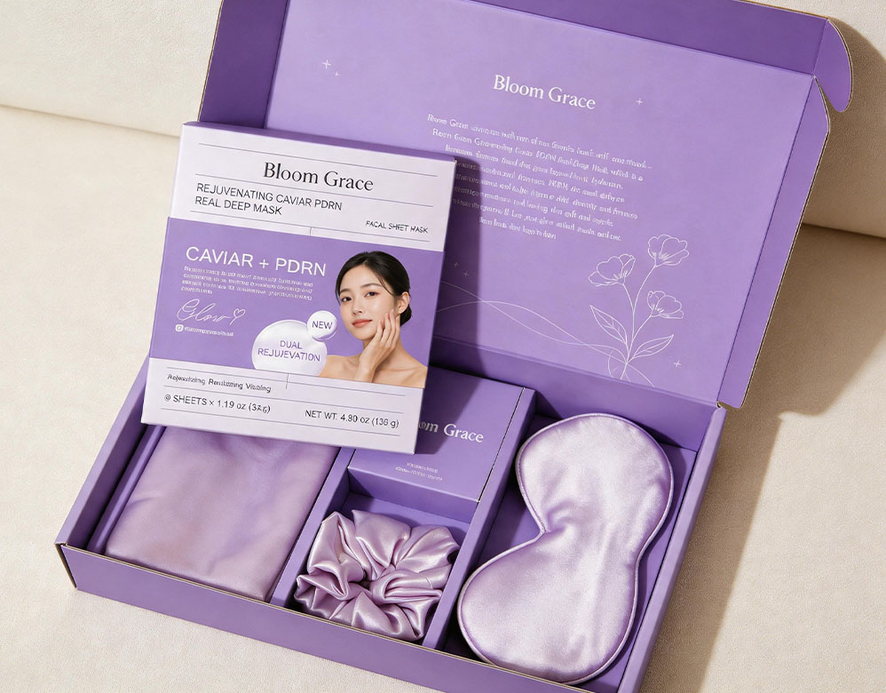 Custom Luxury Drawer Rigid Box with Silver Foil Floral Patterns for Skincare Packaging