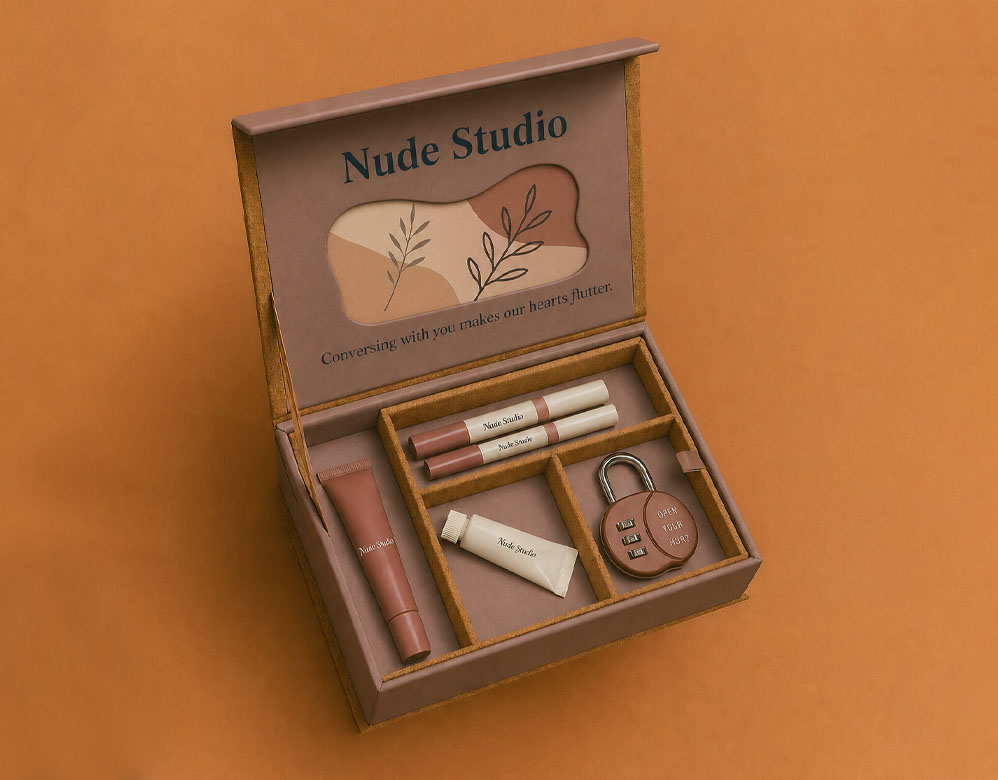 Luxury Magnetic Lip Gloss Box Custom Makeup Set Rigid Packaging