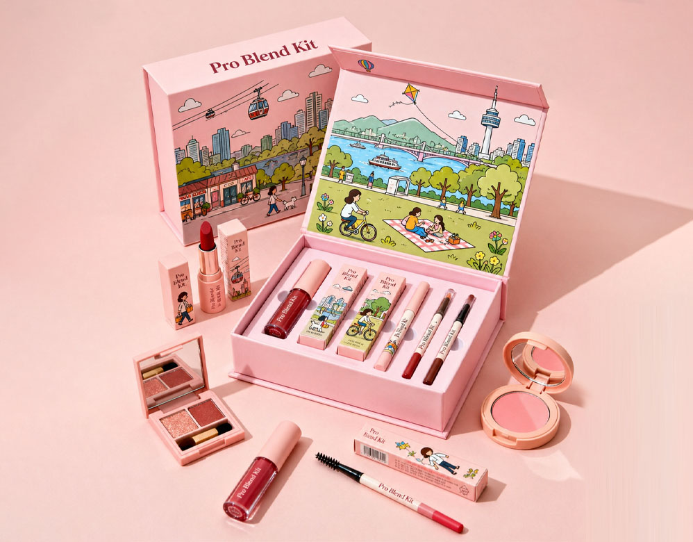 Luxury Magnetic Lip Gloss Box Custom Makeup Set Rigid Packaging
