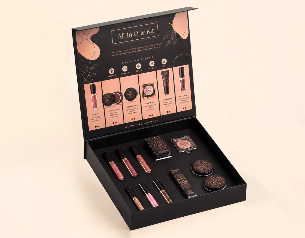 Luxury Magnetic Lip Gloss Box Custom Makeup Set Rigid Packaging