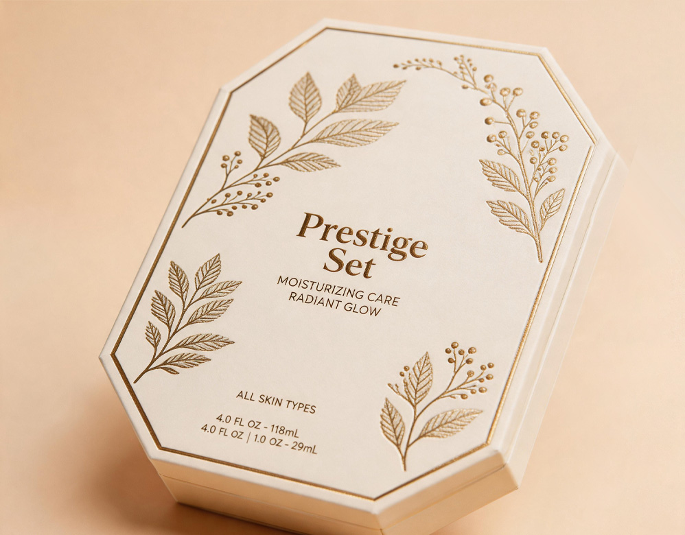 Luxury Hexagonal Makeup Packaging Set Unique Rigid Cosmetic Box