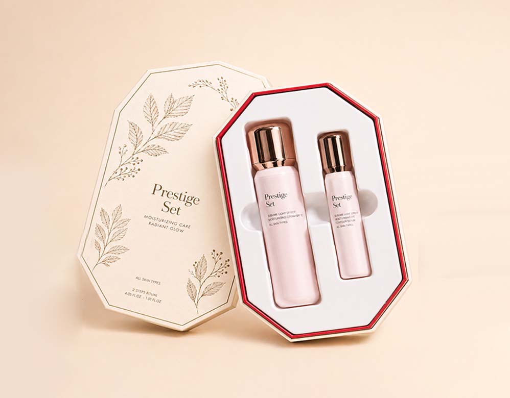 Luxury Hexagonal Makeup Packaging Set Unique Rigid Cosmetic Box