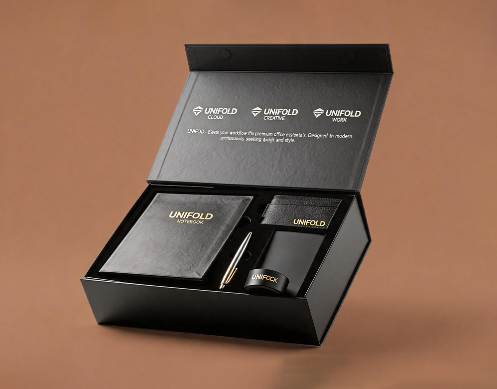 Custom Rigid Corporate Gift Box with Gold Foil Stamping – Vietnam Origin